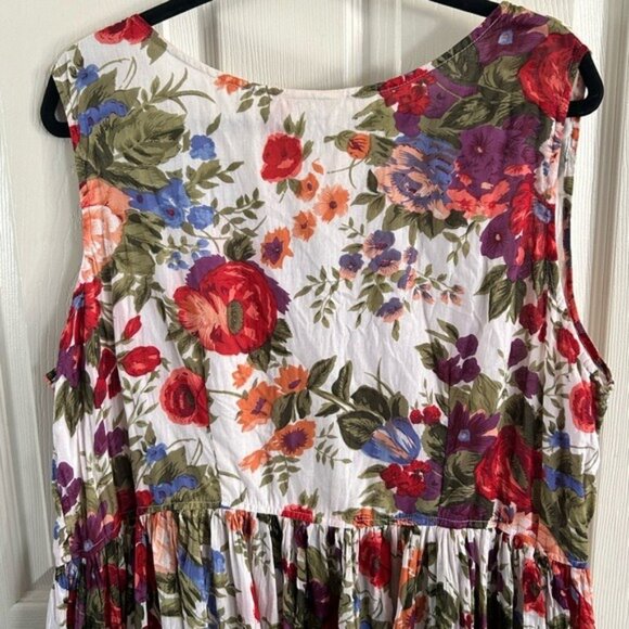 The Avenue Floral Maxi Tank Dress Button Front Sz 18/20 Semi Sheer Spring Read - Picture 10 of 16
